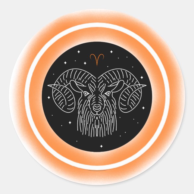 Aries Symbol – Minimal Astrology Emblem Runder Aufkleber (Vorderseite)