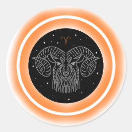 Aries-Symbol – Minimales Astrologie-Emblem Runder Aufkleber