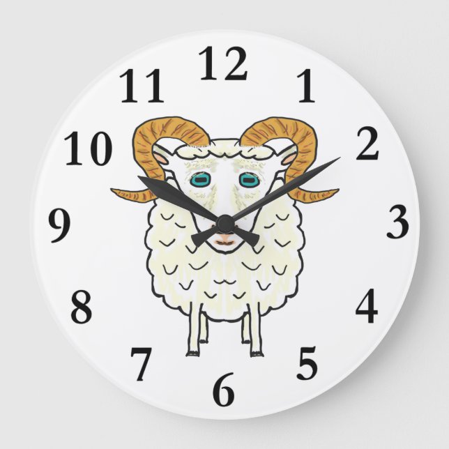 Aries the Ram Große Wanduhr (Vorderseite)