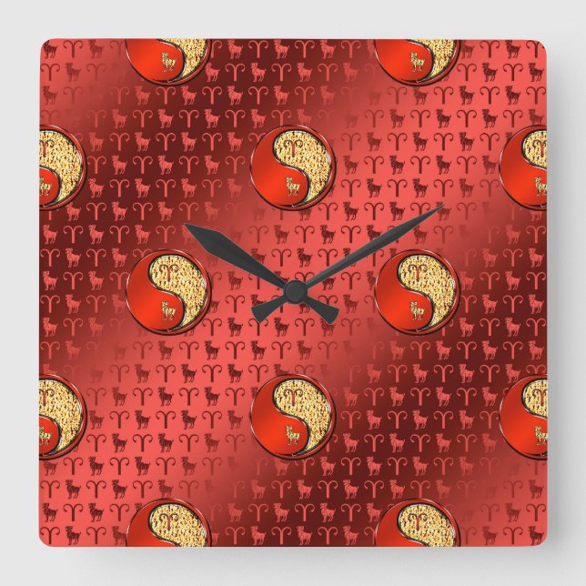 Aries the Ram Quadratische Wanduhr (Vorderseite)