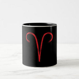 ARIES the Ram Red Brush Fire Sign Astrologie Zodia Zweifarbige Tasse