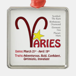 Aries Traits Square Ornament Aus Metall