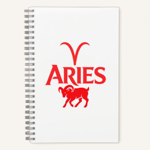 Aries-Typografie Minimalistischer Zodiak Rot Grafi Notizbuch
