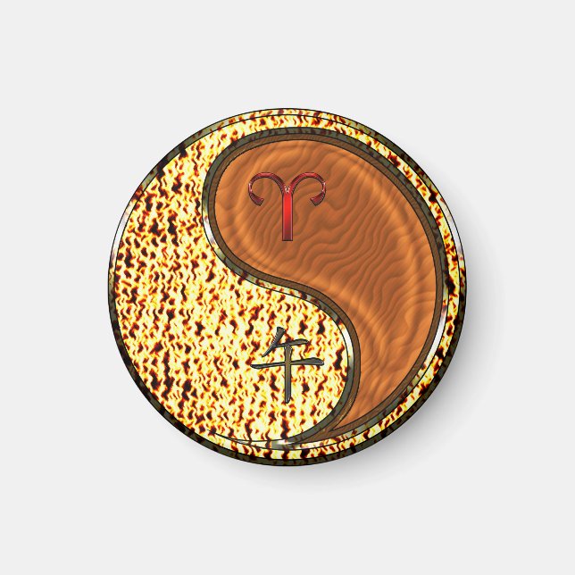 Äries und Holzpferd Magnet (Vorne)
