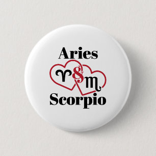 Äries und Scorpio Couple Zodiac Astrologie Herz Button
