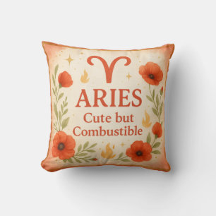 Aries-Wasserfarbenkissen – Florales Zodiakzeichen Kissen