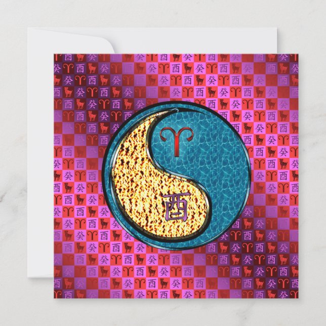 Aries & Water Rooster Karte (Vorderseite)