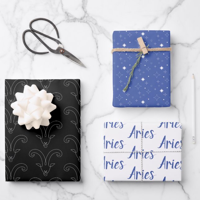 ⭐ Aries Wrapping Paper | SET 3 Geschenkpapier Set (Vorderseite)