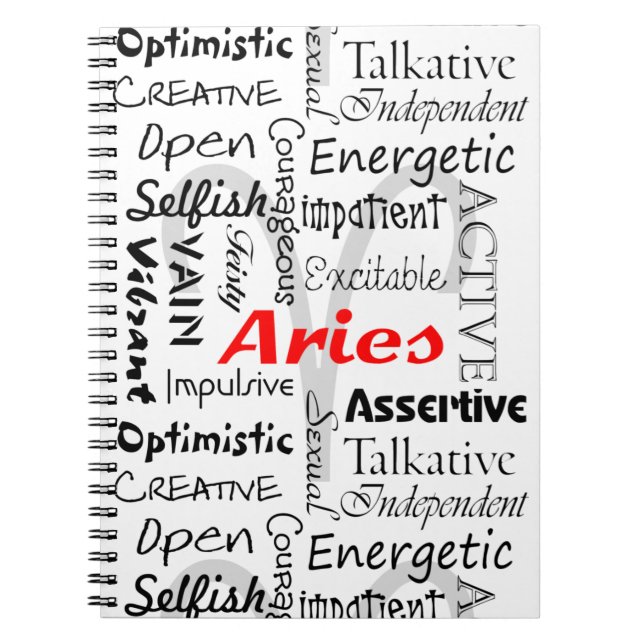 Aries Zodiac Astrologie Horoskop Eigenschaften Col Notizblock (Vorderseite)