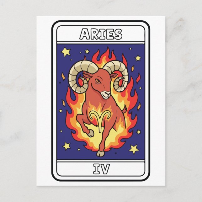 Aries Zodiac Astrologie Illustration Postkarte (Vorderseite)