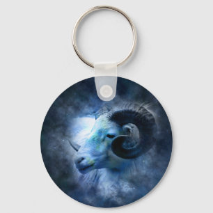 Aries Zodiac Astrologie Signieren Blauer Ram Schlüsselanhänger