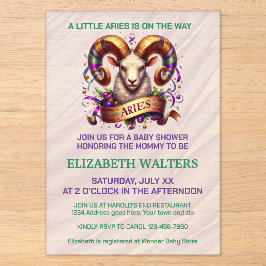 Aries Zodiac Baby Shower Lavender and Green Acryleinladungen