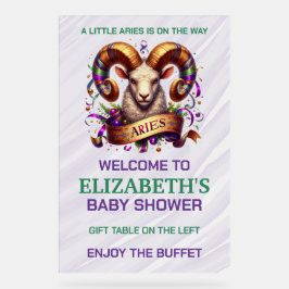 Aries Zodiac Baby Shower Lavender and Green Acrylschild