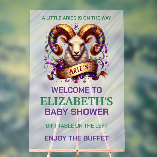 Aries Zodiac Baby Shower Lavender and Green Acrylschild (Neutral)