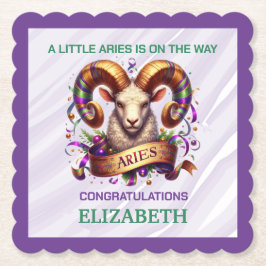 Aries Zodiac Baby Shower Lavender and Green Untersetzer