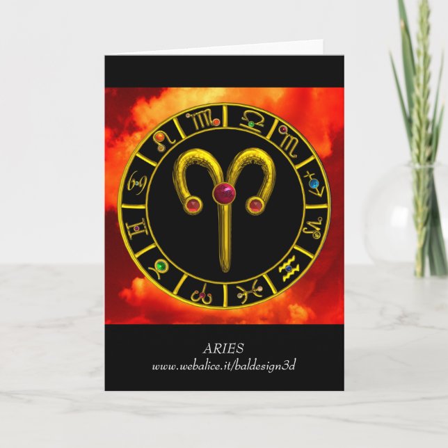 ARIES ZODIAC BIRTHDAY JEWEL KARTE (Vorderseite)