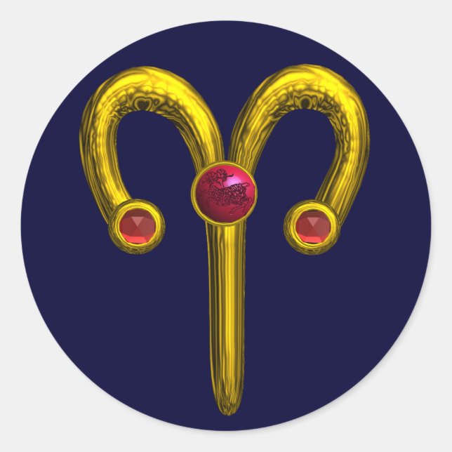 ARIES ZODIAC BIRTHDAY JEWEL RUNDER AUFKLEBER (Vorderseite)