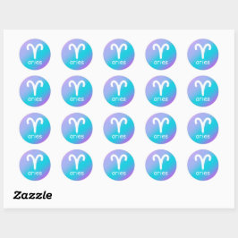 Aries Zodiac Blue Lila Horoskop Star-Zeichen Runder Aufkleber