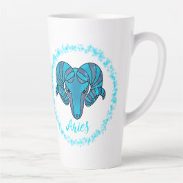 Aries zodiac Bull blue glitter March 21-April 19 Milchtasse