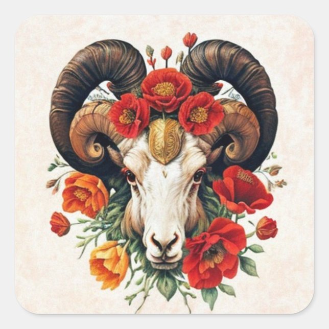 Aries Zodiac Collection Quadratischer Aufkleber (Vorderseite)