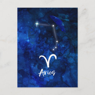 Aries Zodiac Constellation Blue Galaxy Celestial Postkarte