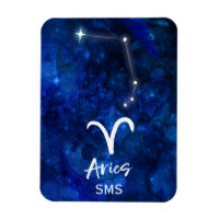 Aries Zodiac Constellation Blue Galaxy Monogram