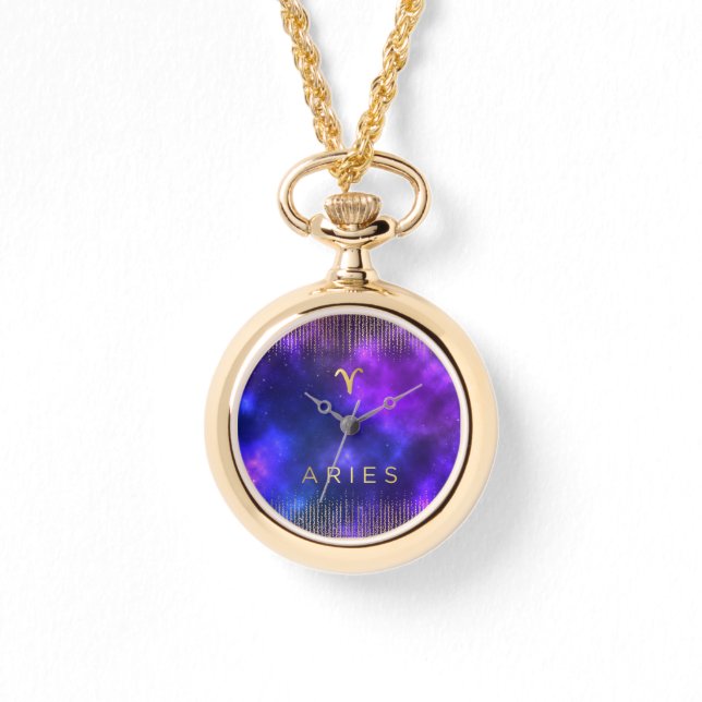 Aries Zodiac Custom Gold Wrap-Around Watch Armbanduhr (Vorderseite)