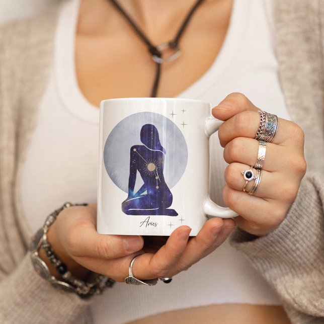 Aries Zodiac Feminine Blue Design Kaffeetasse (Von Creator hochgeladen)