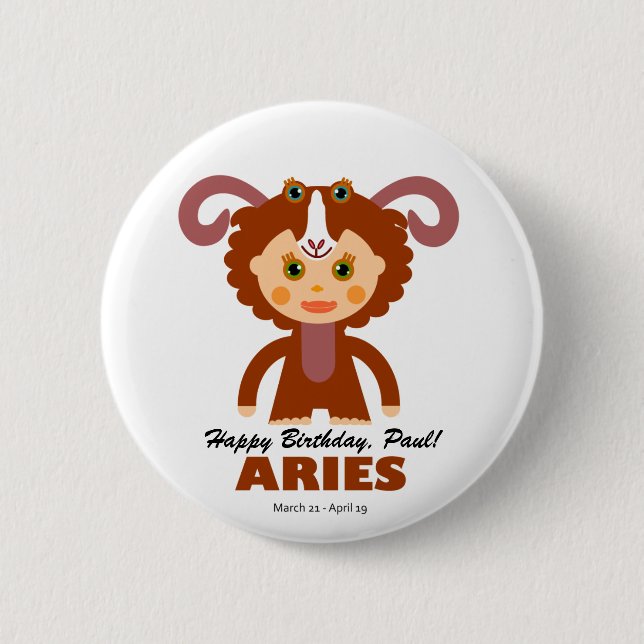 Äries Zodiac für Kinder Button (Vorderseite)