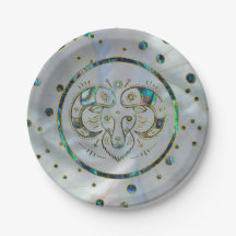Aries Zodiac Gold Abalone auf Konstellation