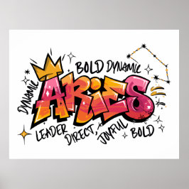Aries Zodiac Graffiti Poster