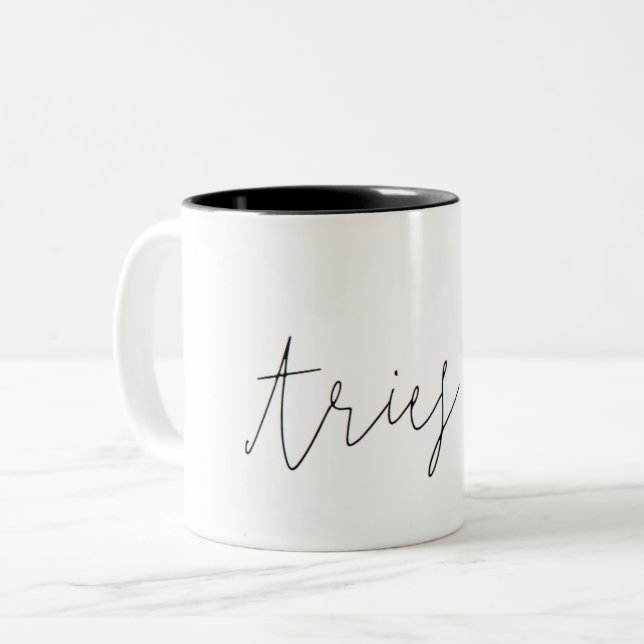 Aries Zodiac Minimalistische Tasse (Vorderseite Links)