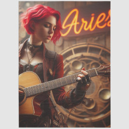 Aries Zodiac Musician Guitar Decoupage Seidenpapier