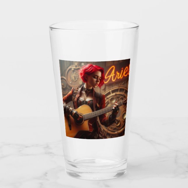Aries Zodiac Musician Guitar Glas (Vorderseite)