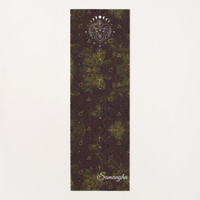 Aries Zodiac Personalisiert Lila Gold Oriental Yogamatte (Vorderseite)
