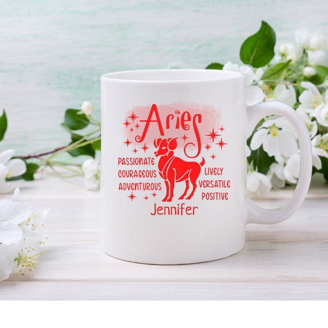 Aries Zodiac Personalisierte Merkmale Horoskop Kaffeetasse (Von Creator hochgeladen)
