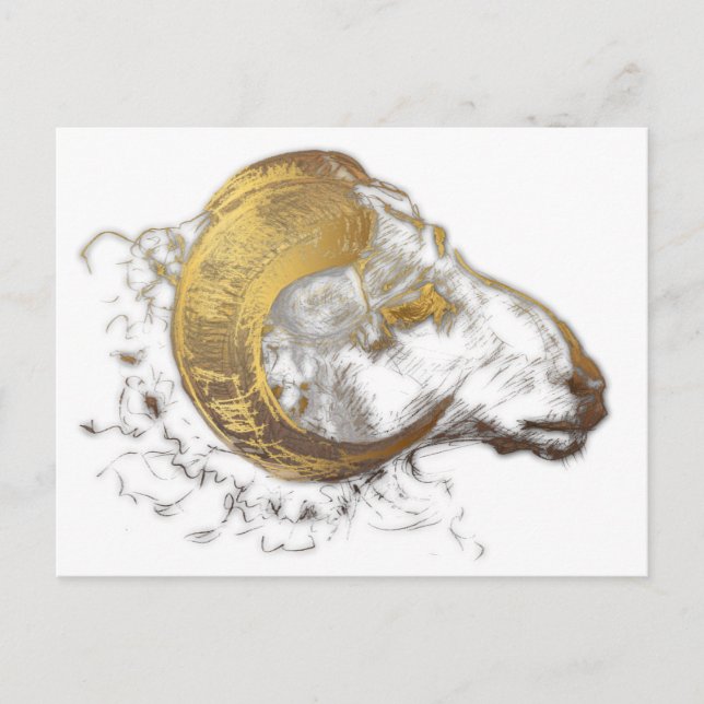 Aries Zodiac Ram Chinese Year Golden Horns PostC Postkarte (Vorderseite)