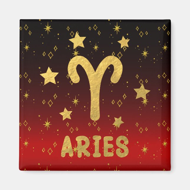 Aries Zodiac Red and Gold Magnet (Vorne)