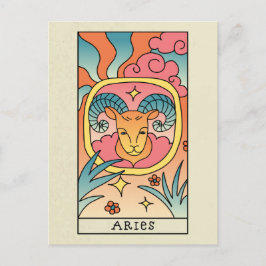 Aries Zodiac Sign Abstrakte Art Vintage Postkarte