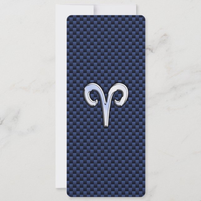 Aries Zodiac Sign auf Navy Blue Carbon Fibre Print (Vorderseite)