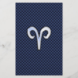 Aries Zodiac Sign auf Navy Blue Carbon Fibre Print Briefpapier