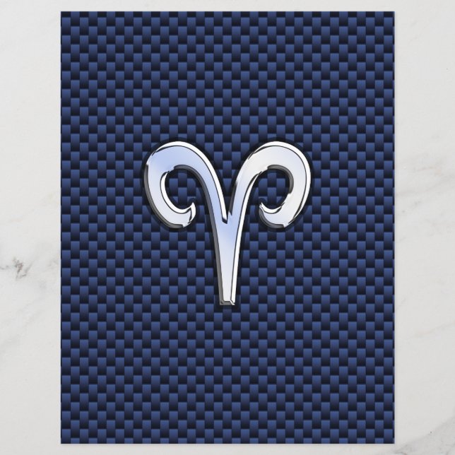 Aries Zodiac Sign auf Navy Blue Carbon Fibre Print Flyer (Vorne)