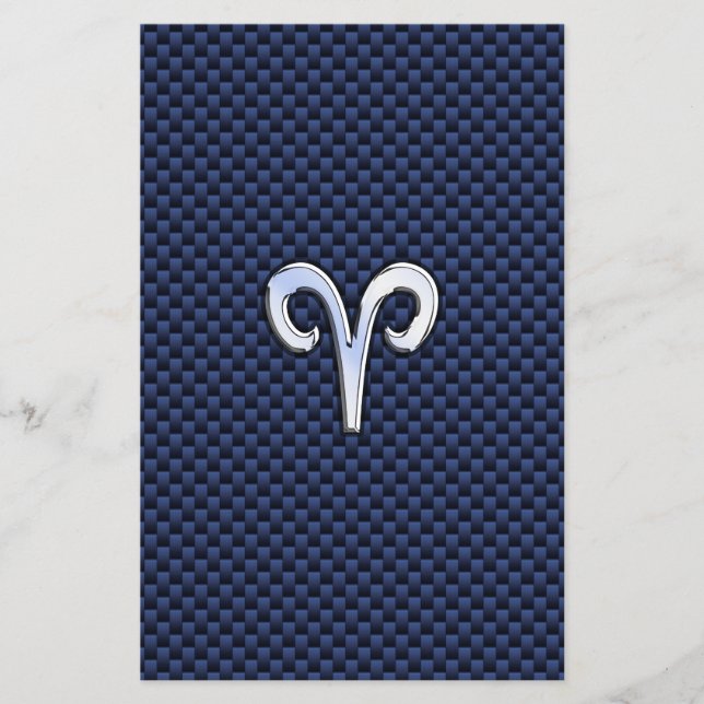 Aries Zodiac Sign auf Navy Blue Carbon Fibre Print Flyer (Vorne)