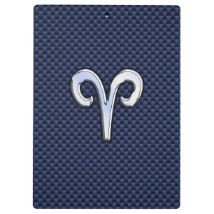 Aries Zodiac Sign auf Navy Blue Carbon Fibre Print Klemmbrett