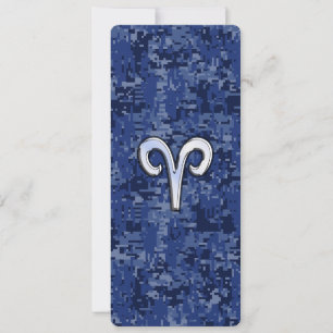 Aries Zodiac Sign auf Navy Blue Digital Camouflage