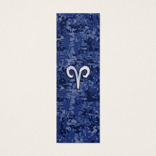 Aries Zodiac Sign auf Navy Blue Digital Camouflage (Vorderseite)