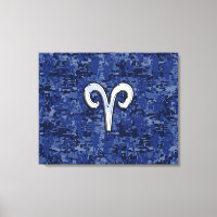 Aries Zodiac Sign auf Navy Blue Digital Camouflage