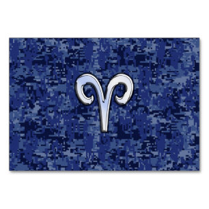 Aries Zodiac Sign auf Navy Blue Digital Camouflage Tischnummer