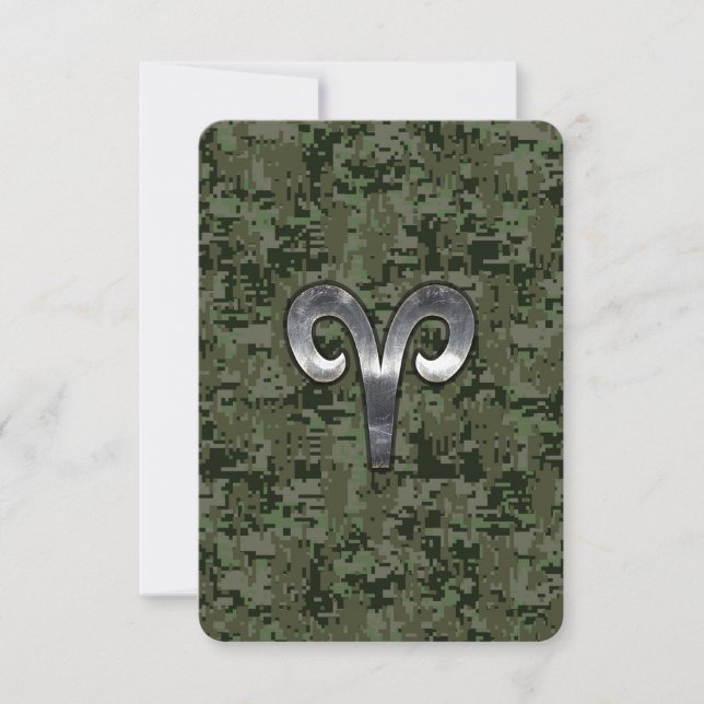 Aries Zodiac Sign auf Woodland Green Digital Camou (Vorderseite)