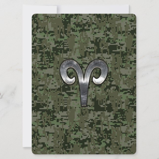 Aries Zodiac Sign auf Woodland Green Digital Camou (Vorderseite)